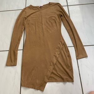 tan suede dress long sleeve size M